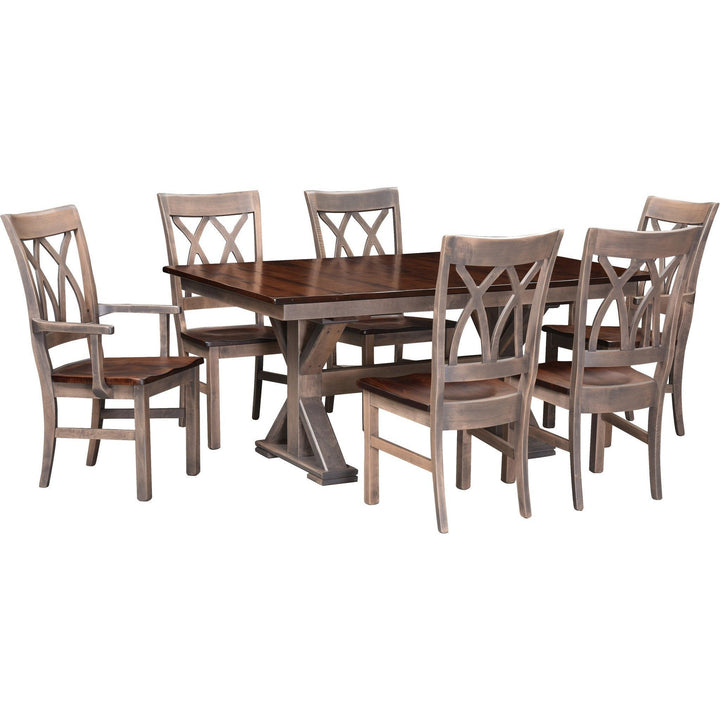 QW Amish Kula 'X' 7pc Dining Set WIPG-X-BASE,WIPG-KULA