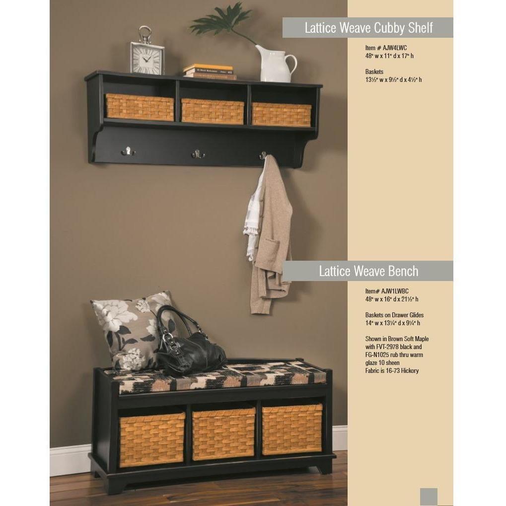 QW Amish Lattice Weave Cubby Shelf & Bench with Cushion