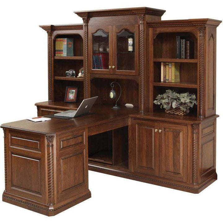 QW Amish Lexington Office Partner Desk & Three-Piece Hutch