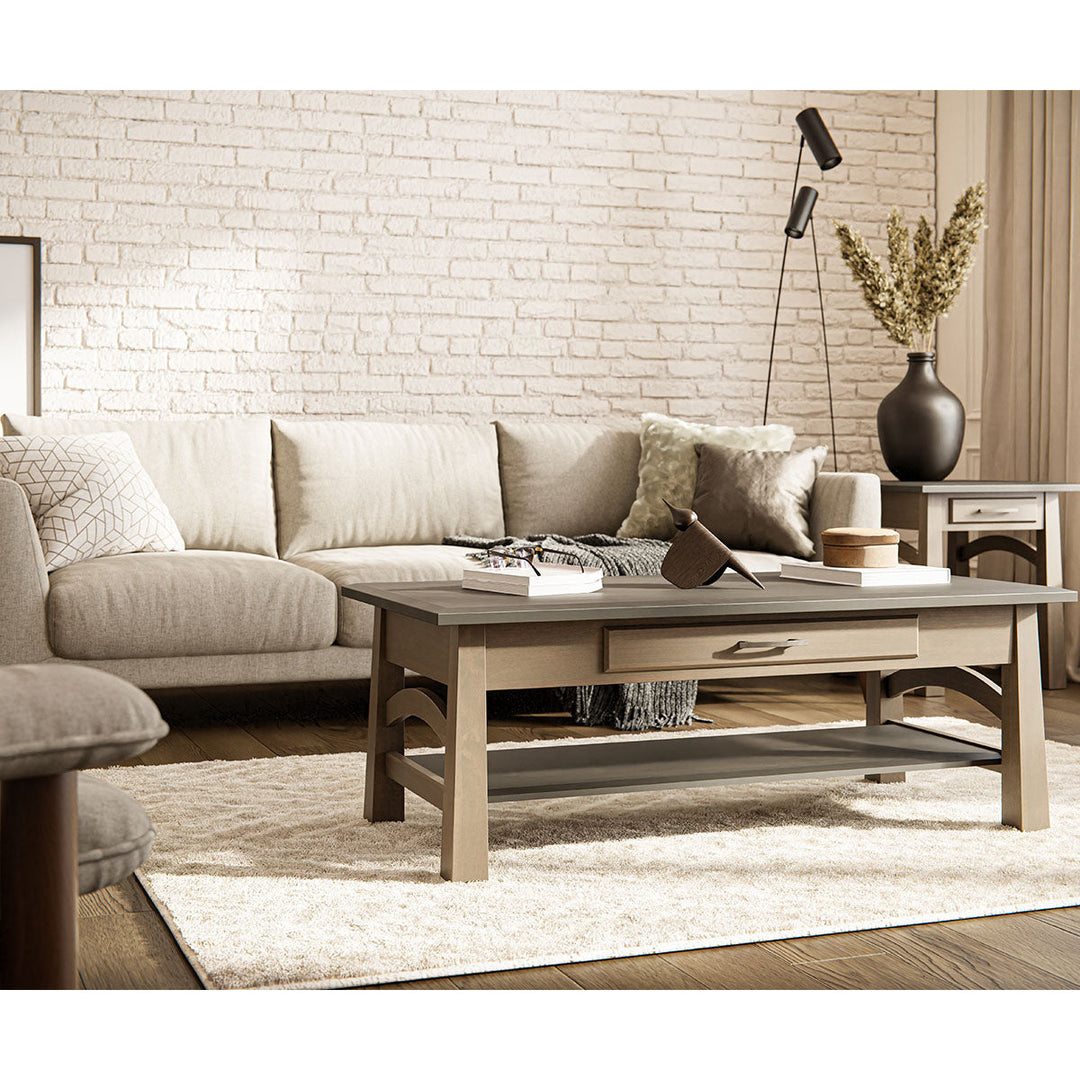 QW Amish Madison Bow Sofa Table with Drawer