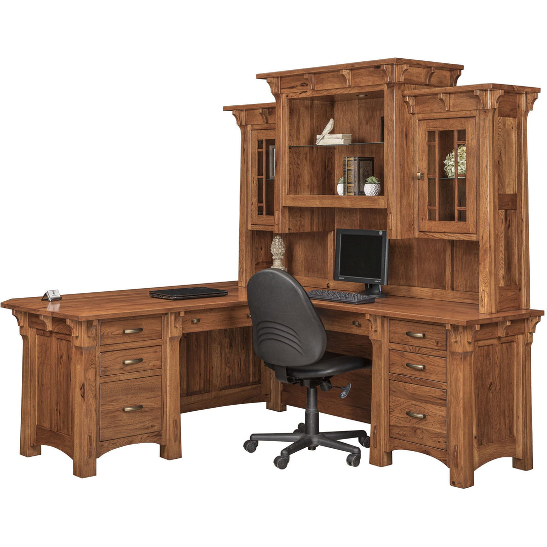 QW Amish Manitoba L-Shape Desk with Optional Hutch