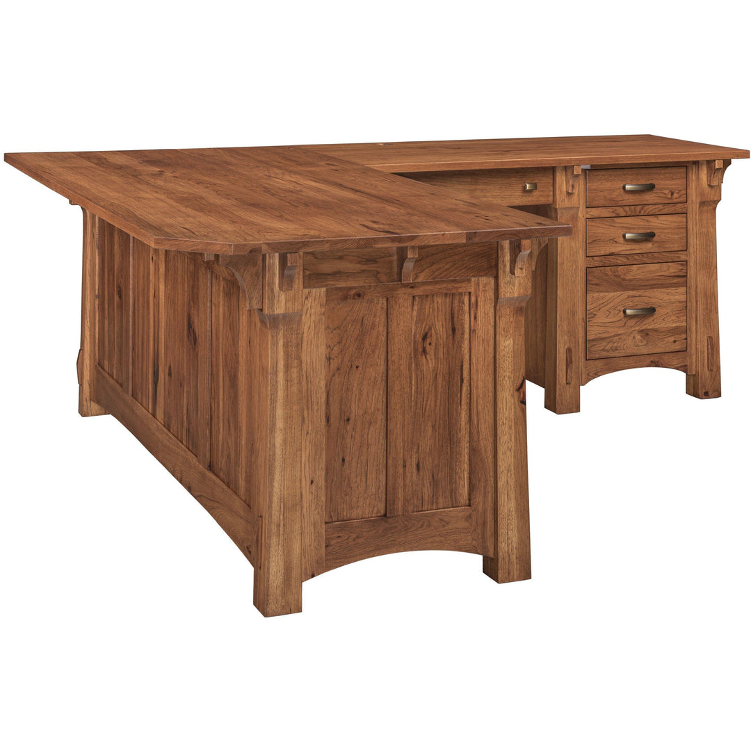 QW Amish Manitoba L-Shape Desk with Optional Hutch