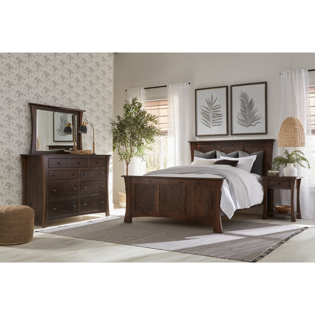 QW Amish Matison 9 Drawer Dresser with Beveled Mirror