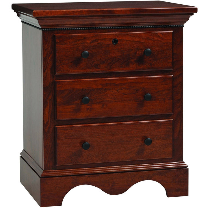 QW Amish Merlot 3 Drawer Nightstand