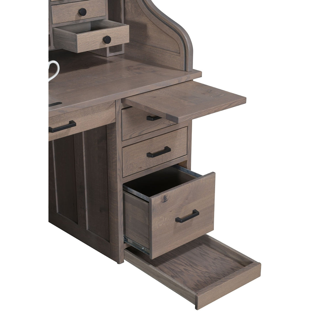 QW Amish Mission Roll-Top Desk with Optional Hutch