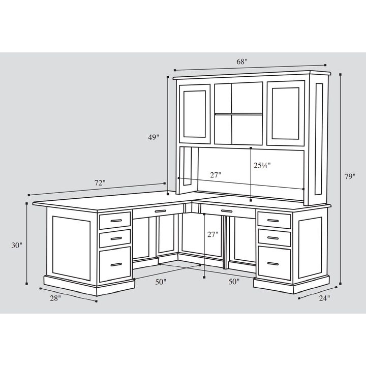 QW Amish Modern L-Shape Desk with Optional Hutch