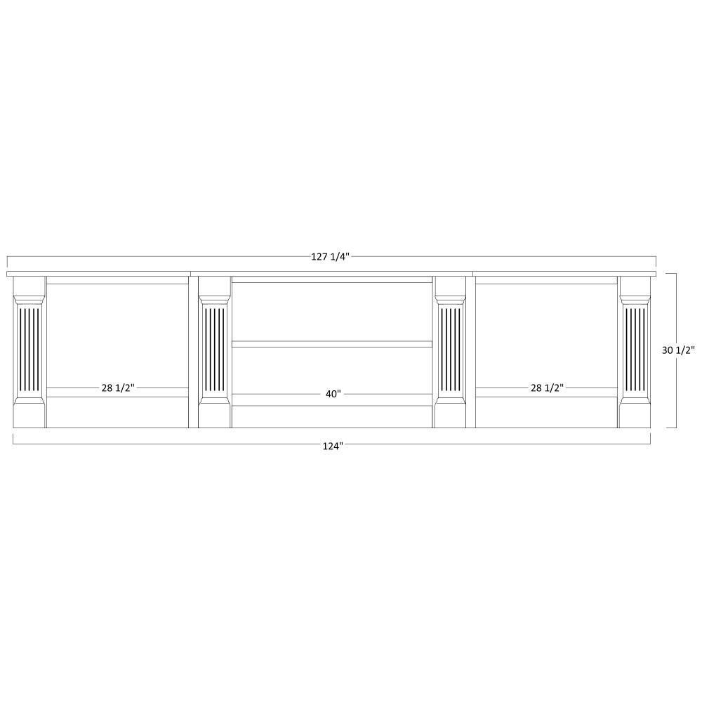 QW Amish Montereau Office 127" Base & Three-Piece Hutch