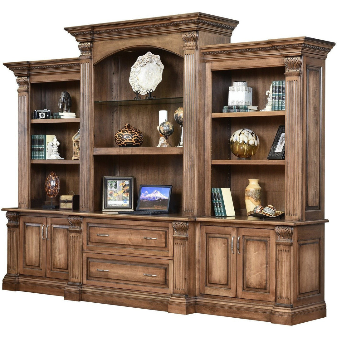 QW Amish Montereau Office 127" Base & Three-Piece Hutch DWIC-MON16201617