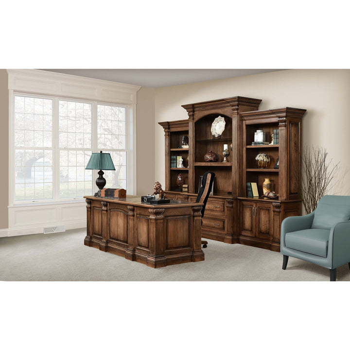 QW Amish Montereau Office 127" Base & Three-Piece Hutch DWIC-MON16201617