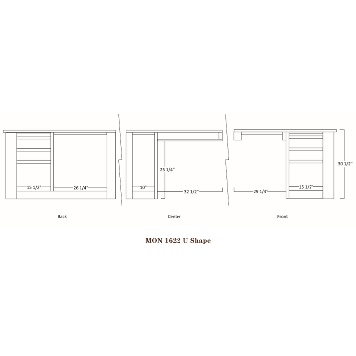 QW Amish Montereau Office U-Shape Desk & Hutch