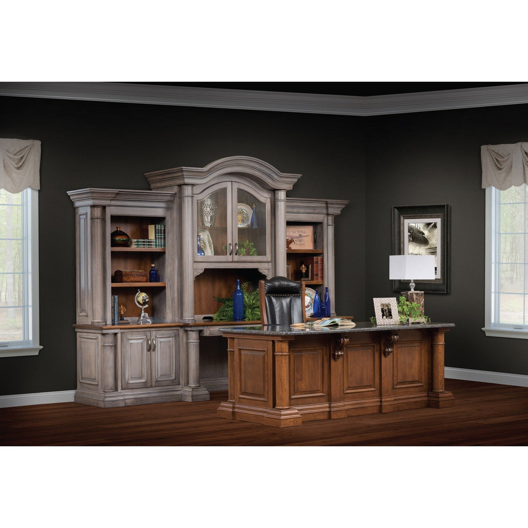 QW Amish Paris Office 129" Base & Three-Piece Hutch DWIC-PAR15201517TONE2