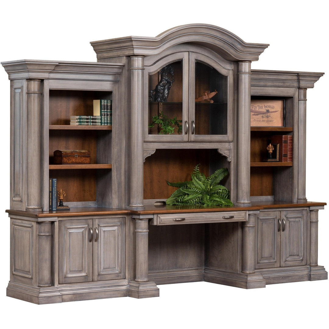 QW Amish Paris Office 129" Base & Three-Piece Hutch DWIC-PAR15201517TONE2