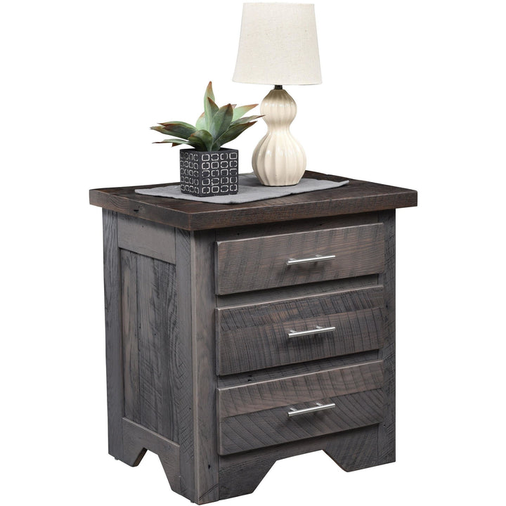 QW Amish Reclaimed Barnwood London Fog Nightstand BPXW-LF3DN-2-TONE