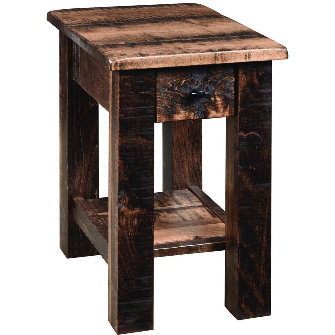 QW Amish Rustic Barn Chair Side Table