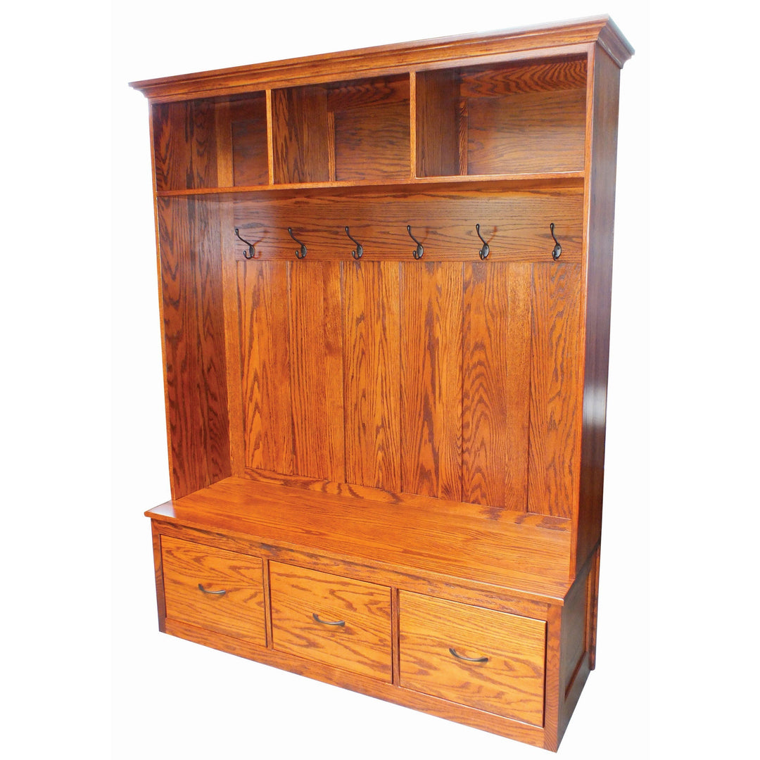 QW Amish Three Cubby Hall Bench