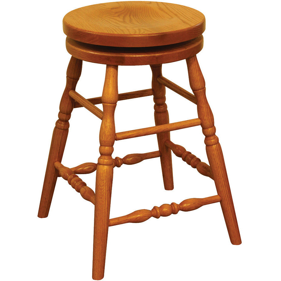 QW Amish Traditional Turned Leg Swivel Stool