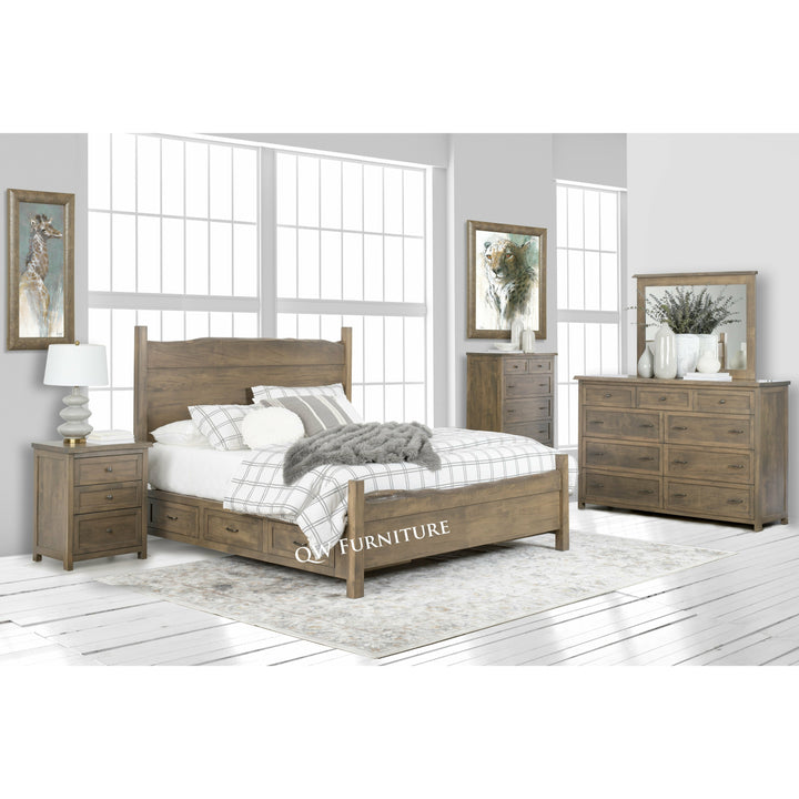 QW Amish Tuscany Live Edge 5pc Set w/ Storage Bed