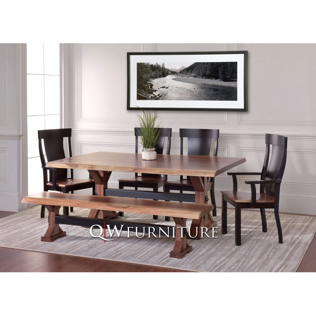 QW Amish Walnut Live Edge 6pc Dining Set