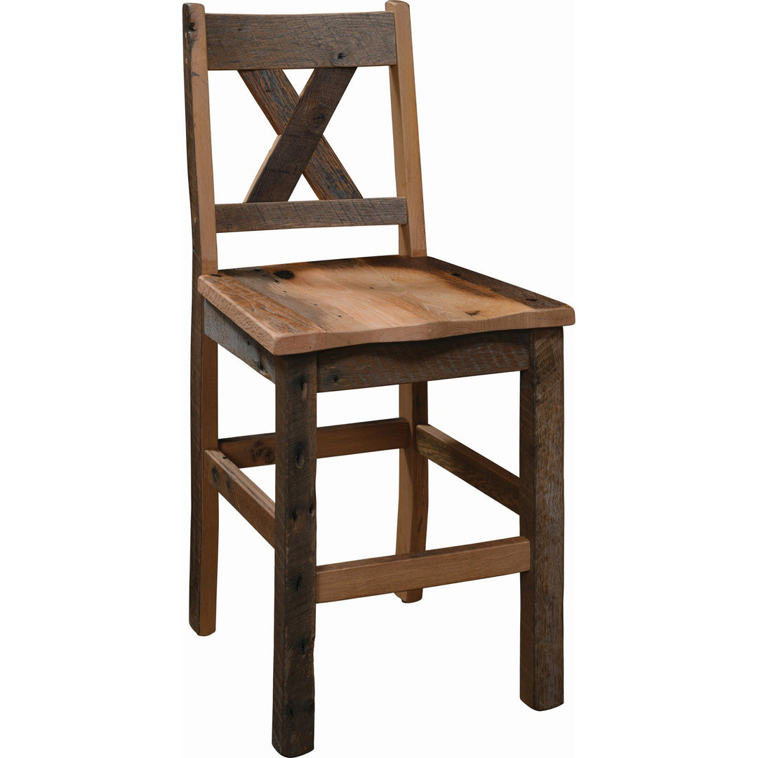 QW Amish Western Railway Reclaimed Barnwood Bar Chair MCKD-WRBC-524