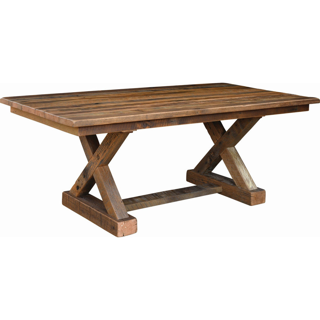 QW Amish Western Railway Reclaimed Barnwood Trestle Table