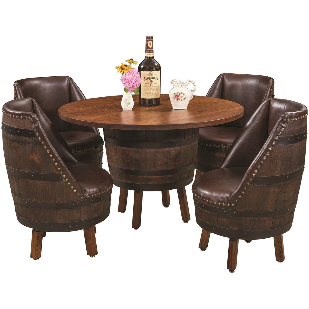 QW Amish Whiskey 1/2 Barrel Table Set - QSWO MPSE-170-QS,MPSE-115